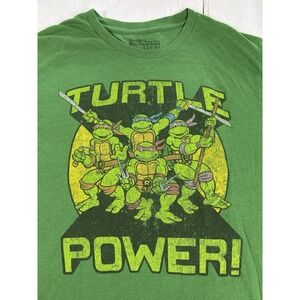 TMNT T-Shirt‎ Mens L Teenage Mutant Ninja Turtle Power Green GUC